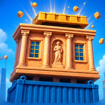 Premier étage de la tour posé sur un conteneur bleu dans Tower Dash