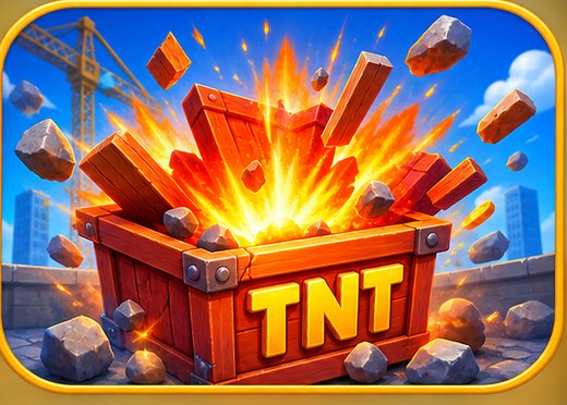 Caisse de TNT qui explose sur un chantier dans Tower Dash
